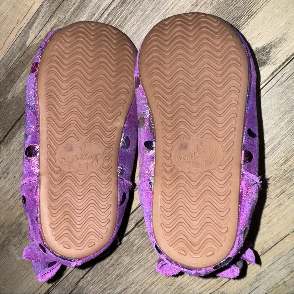Monkey Feet Purple Sandals with Whimsical Embellishments